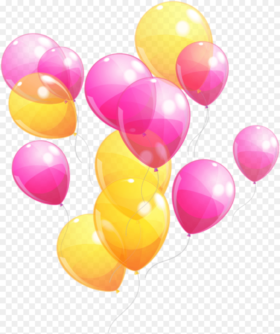 Pink And Yellow Birthday Balloons, Balloon Png