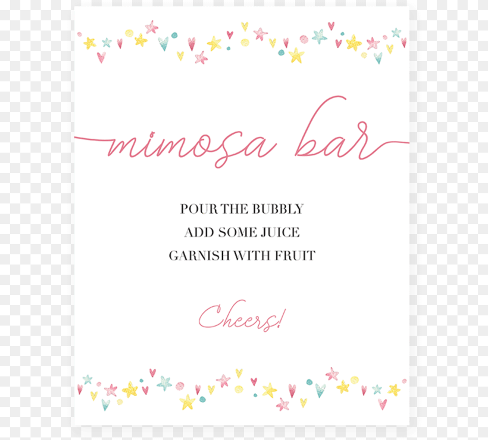 Pink And Yellow Sign For Mimosa Bar Download By Littlesizzle Printable Diaper Raffle Sign, Envelope, Greeting Card, Mail, White Board Png