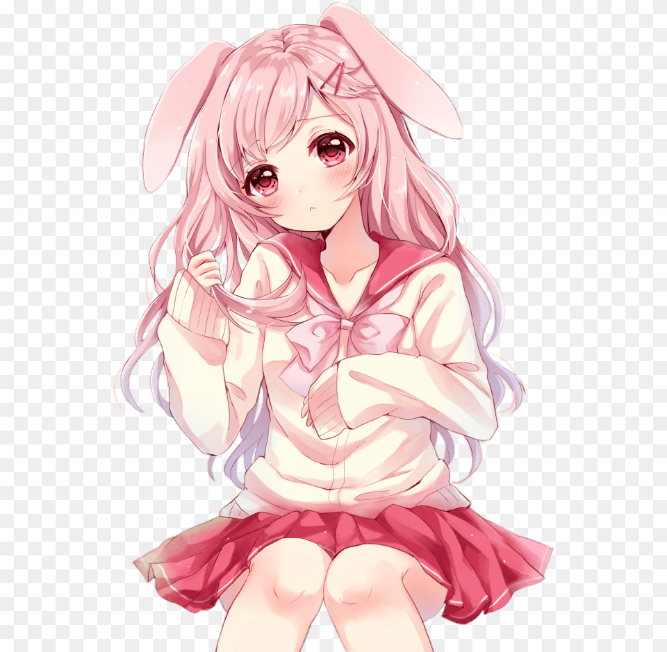 Pink Anime Cute Anime Bunny Girl, Book, Comics, Publication, Baby Free Png