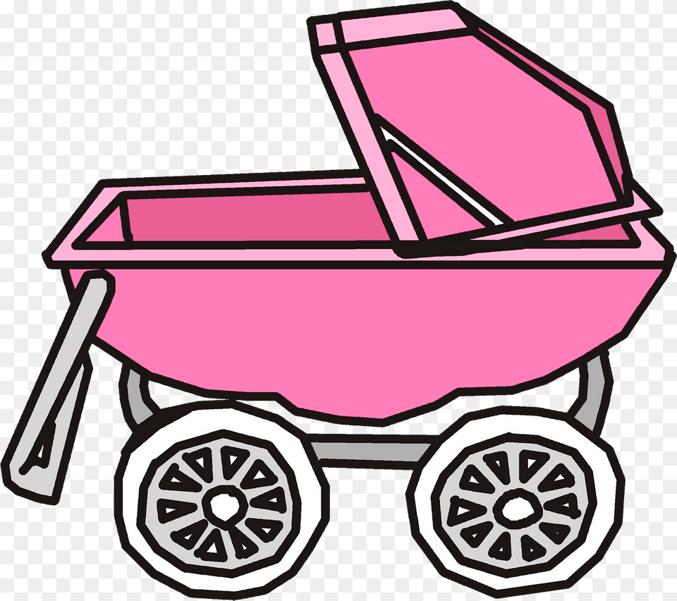 Pink Baby Carriage Clipart, Spoke, Machine, Wheel, Bulldozer Free Png