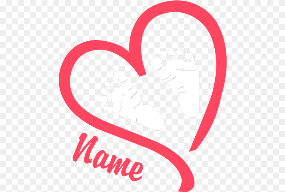 Pink Baby Feet Heart With Baby Foot Prints, Person, Head Free Png Download
