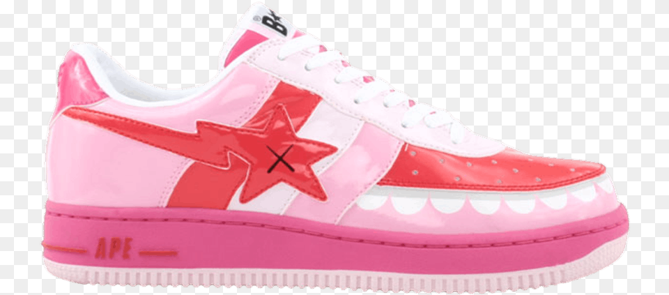 Pink Bapestas Kaws, Clothing, Footwear, Shoe, Sneaker Free Transparent Png