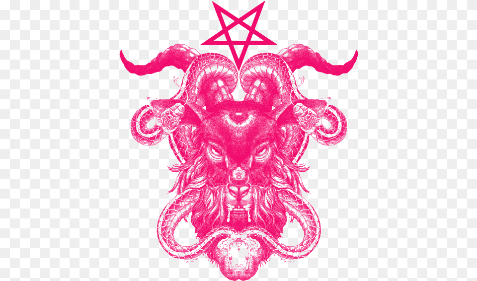 Pink Baphomet Cute Occult Illuminati Goat Goat And Snake Tattoo, Purple, Pattern, Accessories, Art Free Png Download