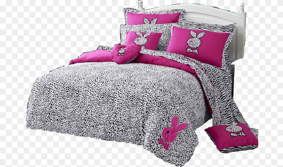 Pink Bed Clipart Playboy Bunny Bedding Set, Furniture, Bed Sheet, Home Decor, Cushion Png Image