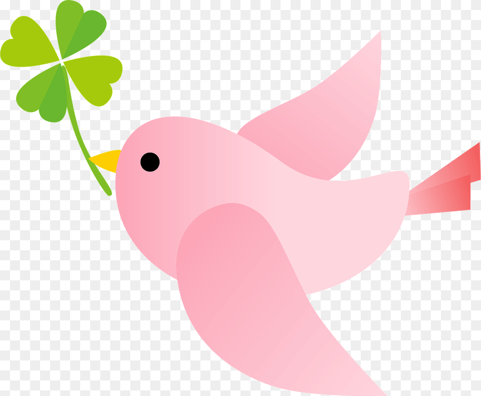 Pink Bird With Clover Clipart, Animal, Finch, Fish, Sea Life Free Png Download