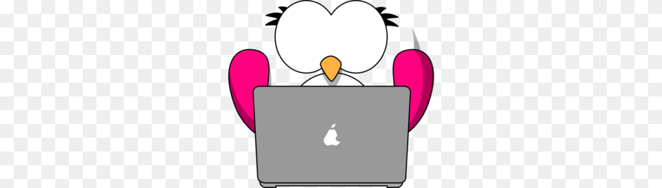 Pink Bird With Laptop Clip Art, Computer, Electronics, Pc Free Transparent Png