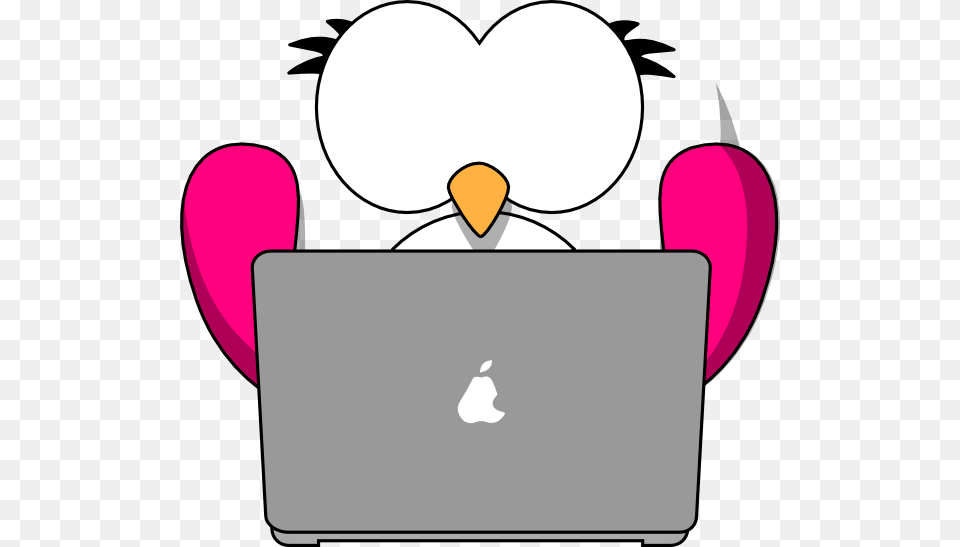 Pink Bird With Laptop Clip Art, Computer, Electronics, Pc Png Image