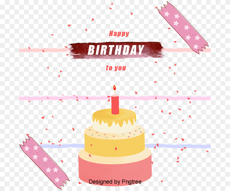 Pink Birthday Cake, Birthday Cake, Cream, Dessert, Food Free Png Download