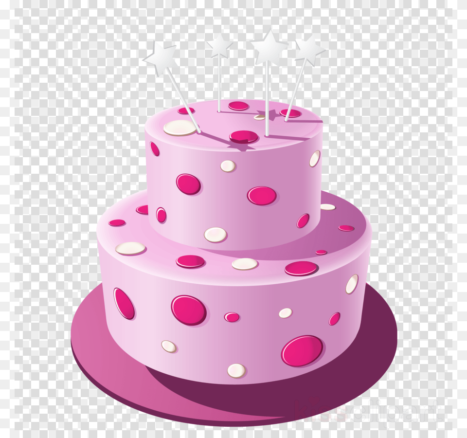 Pink Birthday Cake Clip Art Clipart Frosting Amp Icing Beach Balls No Background, Birthday Cake, Cream, Dessert, Food Free Png Download