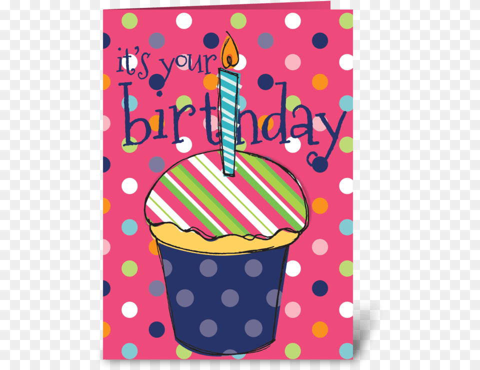 Pink Birthday Cupcake Greeting Card, Pattern, Dessert, Cream, Food Free Png