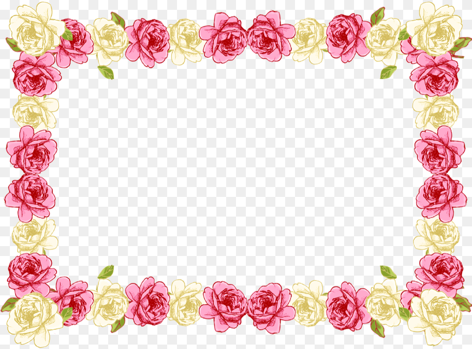 Pink Border Floral, Rose, Plant, Flower, Flower Arrangement Free Png Download