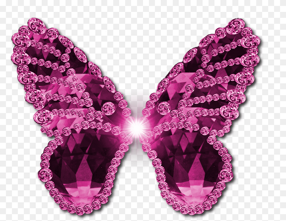 Pink Butterfly Glitter, Accessories, Crystal, Purple, Gemstone Free Png Download