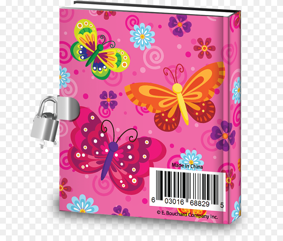 Pink Butterfly Kids Diary With Lock Butterfly Free Png
