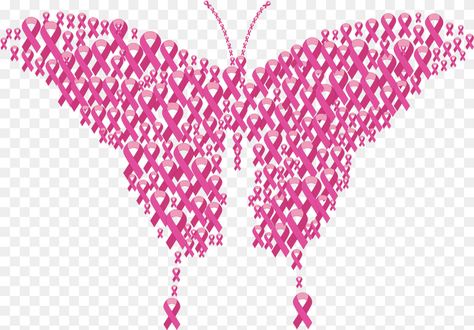 Pink Butterfly Symmetry Clipart Butterfly Breast Cancer Ribbon, Pattern, Purple, Accessories, Art Png