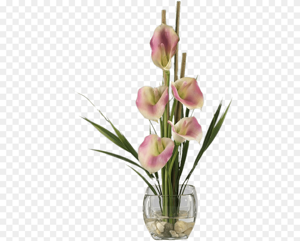 Pink Calla Lilies Composition Stickpng Artificial Flower, Flower Arrangement, Ikebana, Plant, Flower Bouquet Free Transparent Png