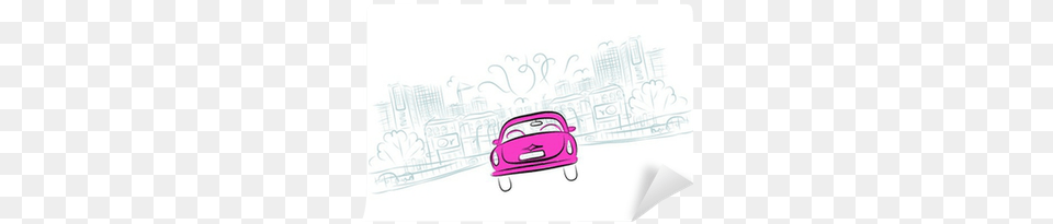 Pink Car Sketch, Art, Doodle, Drawing, White Board Free Png
