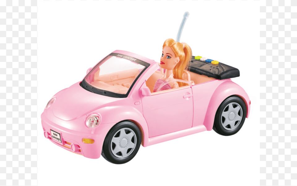 Pink Car With Doll 33 Cm Model Car, Figurine, Vehicle, Transportation, Toy Free Png