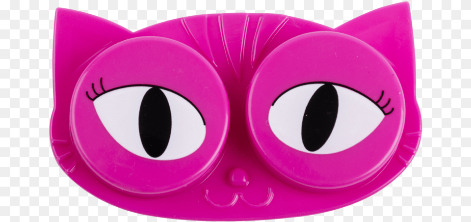 Pink Cat Eyes Contact Lens Case Facing Front Circle, Accessories, Goggles, Plate Free Transparent Png