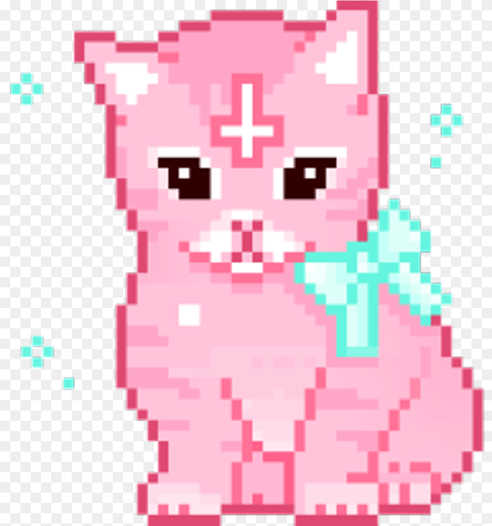 Pink Cat Pixel Art Pixel Pastel Goth, Animal, Kitten, Mammal, Pet Free Png Download