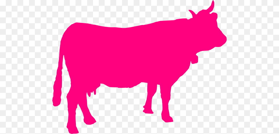 Pink Cattle Silhouette Clip Art Pink Cow Silhouette, Animal, Bull, Mammal, Livestock Free Png