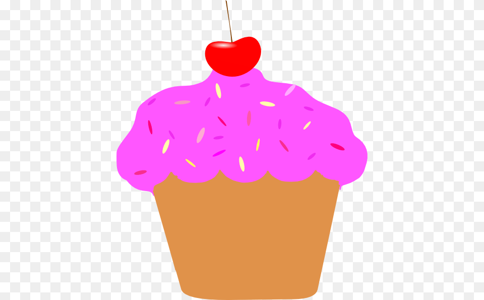 Pink Cherry Cupcake Clip Art Cup Cake Clip Art, Cream, Dessert, Food, Icing Free Png Download