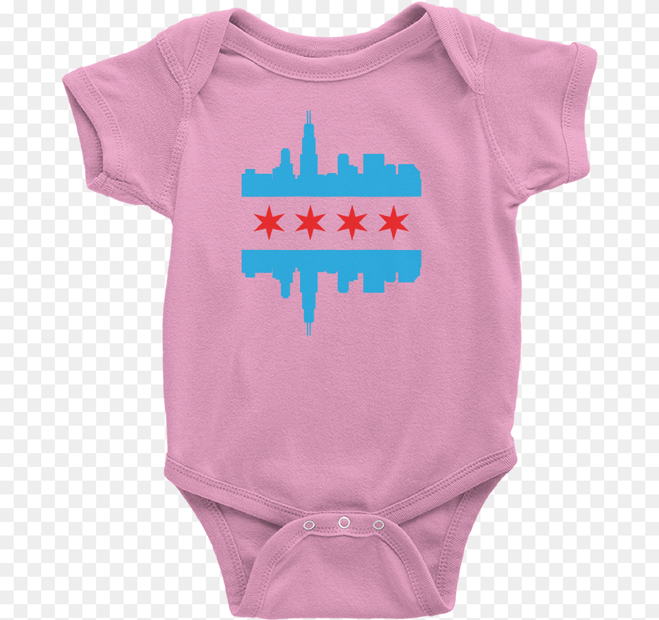 Pink Chicago Onesie With Baby Blue And Red Flag And Newborn T Shirts, Applique, Clothing, Pattern, T-shirt Free Png Download