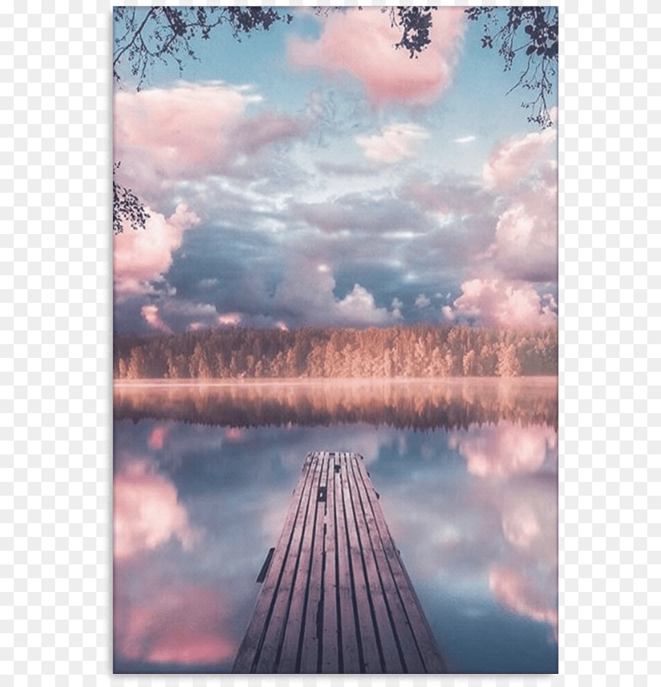 Pink Clouds Canvas Wrap Pastel Aesthetic Landscapes, Outdoors, Waterfront, Cloud, Water Png Image