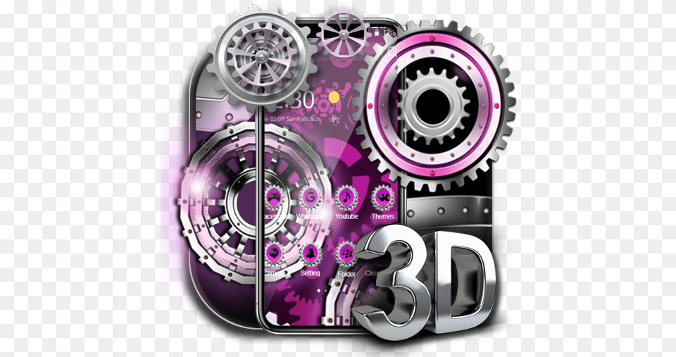 Pink Cogwheel Parallax Theme Apk 1 Dot, Wheel, Spoke, Machine, Gear Free Png Download