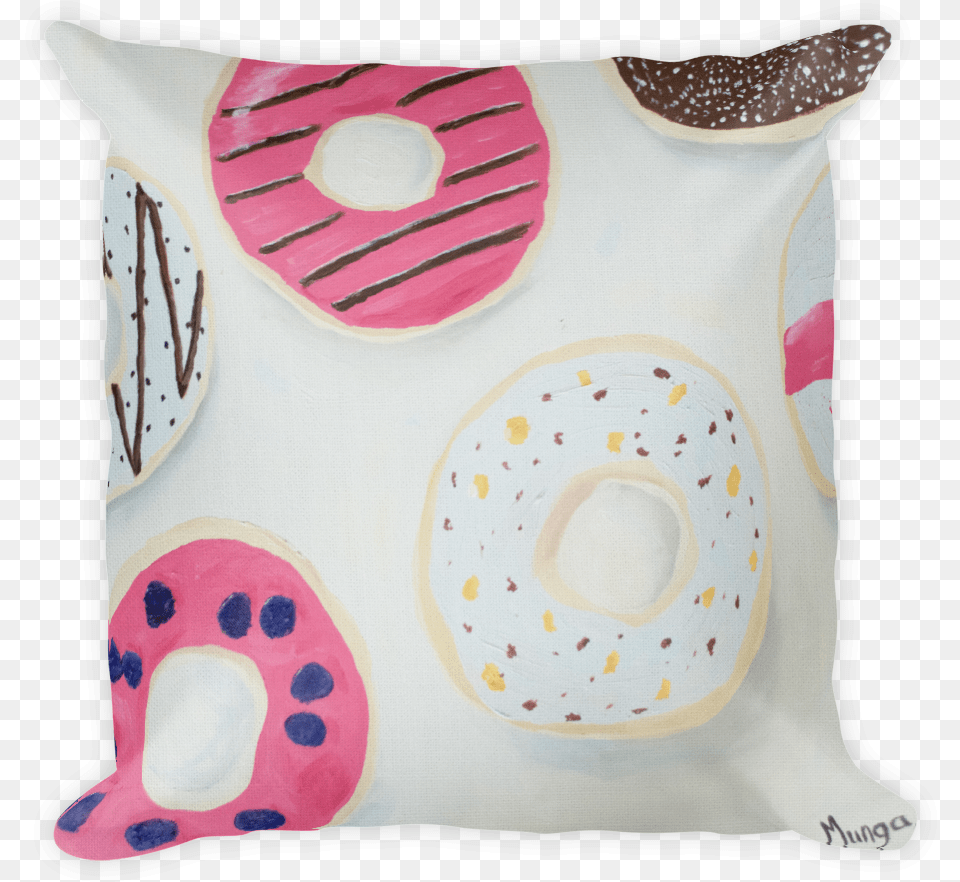Pink Colorful Donut Throw Pillow By Munga Vision Throw Pillow, Cushion, Home Decor, Plate Png Image