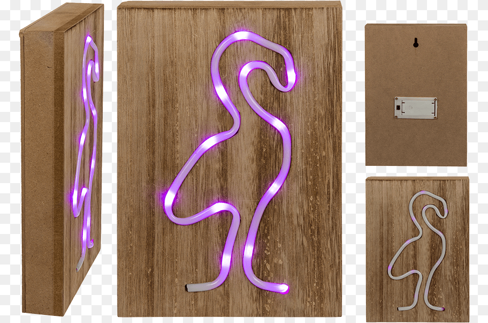Pink Coloured Neon Light In Wooden Box Neon On Wooden Box, Plywood, Wood Free Transparent Png