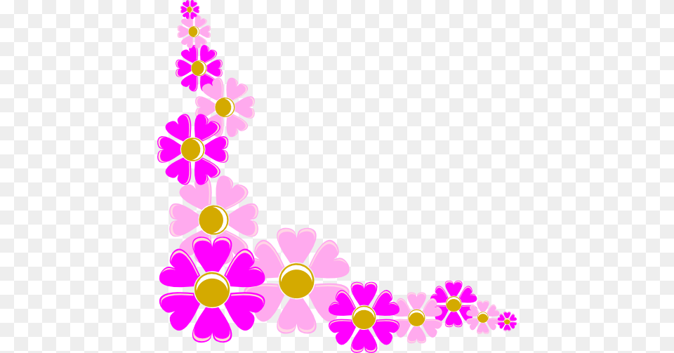 Pink Corner Border Bright Pink Heart Border Clip Art, Daisy, Floral Design, Flower, Graphics Free Png Download