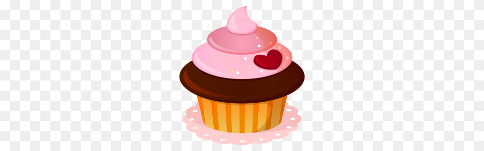 Pink Cupcake Clipart Yummycupcakelovechocolates, Cake, Cream, Dessert, Food Free Transparent Png