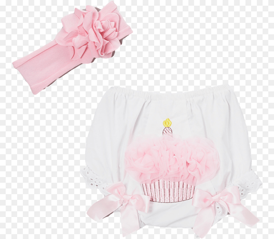 Pink Cupcake Ruffle Diaper Cover Amp Headband Garden Roses, Clothing, Hat, Flower, Plant Free Png Download