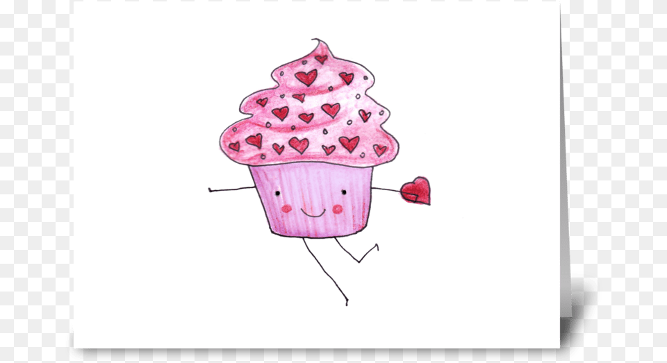 Pink Cupcake Valentine Greeting Card Ice Cream, Cake, Dessert, Food, Baby Png Image