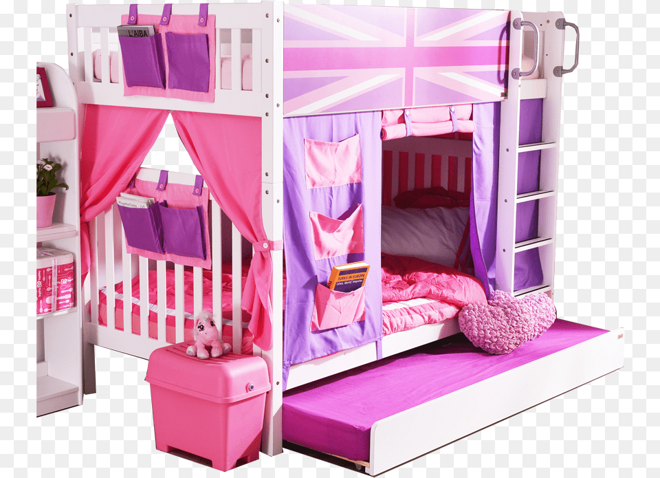Pink Curtain, Bed, Bunk Bed, Furniture, Crib Free Transparent Png