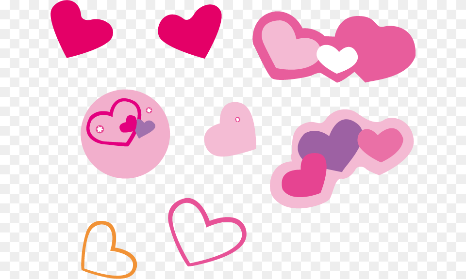 Pink Cute Love Heart Shaped Vector Material Cute Hearts Vector Free Transparent Png