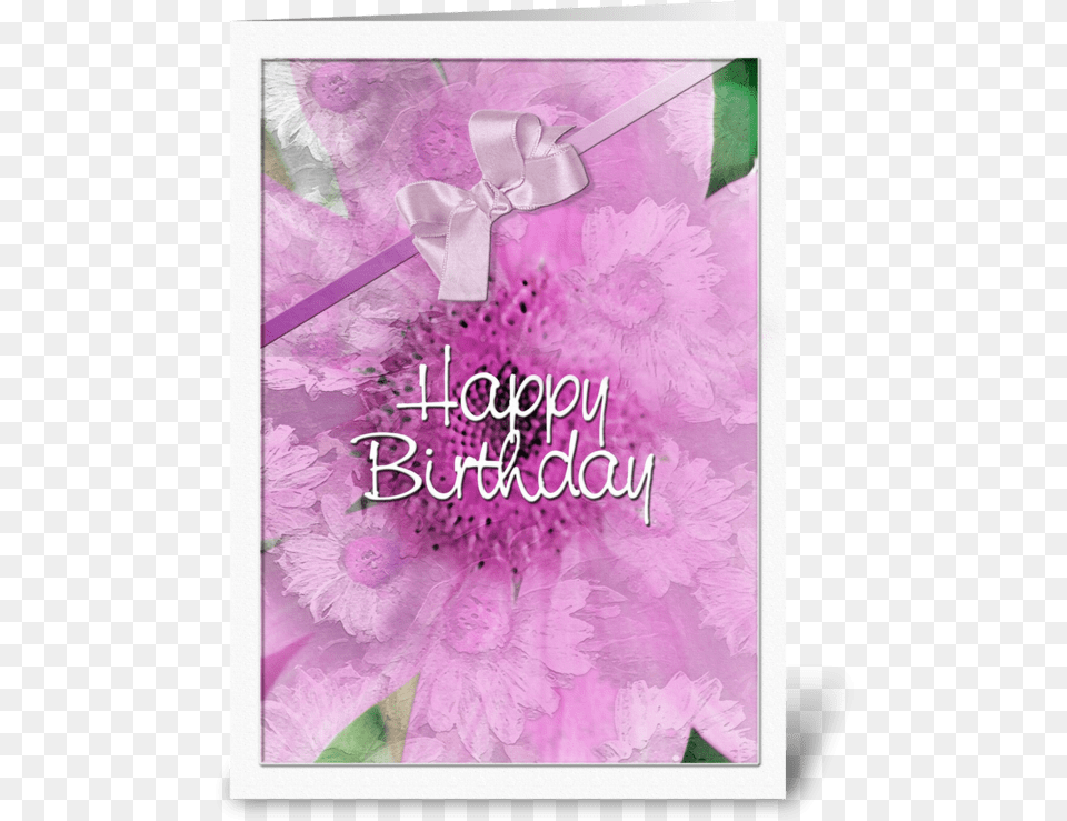 Pink Daisy Design Happy Birthday Greeting Card Greeting Card, Envelope, Greeting Card, Mail, Purple Free Transparent Png