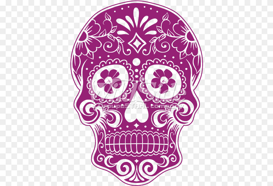 Pink Day Of The Dead Skull Black And Gold Sugar Skull, Art, Graphics, Purple, Pattern Png Image