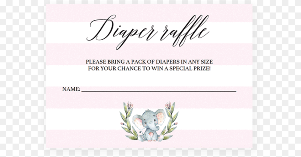 Pink Diaper Raffle Ticket For Girl Baby Shower By Littlesizzle, Text, Plant, Envelope, Greeting Card Png Image