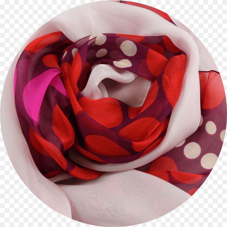 Pink Dots Silk Scarf Printed Silk Scarf Pink Made In Scarf, Clothing, Flower, Plant, Rose Free Png
