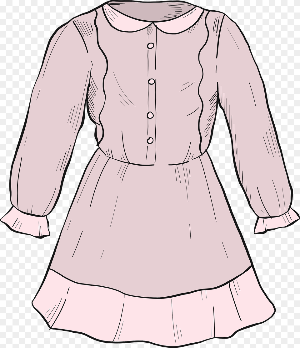 Pink Dress Clipart, Blouse, Clothing, Long Sleeve, Sleeve Free Transparent Png