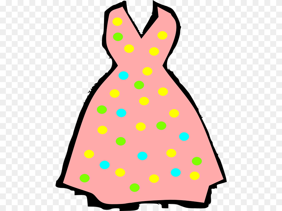 Pink Dress Clipart Pink Clothing, Pattern, Formal Wear, Polka Dot Free Png
