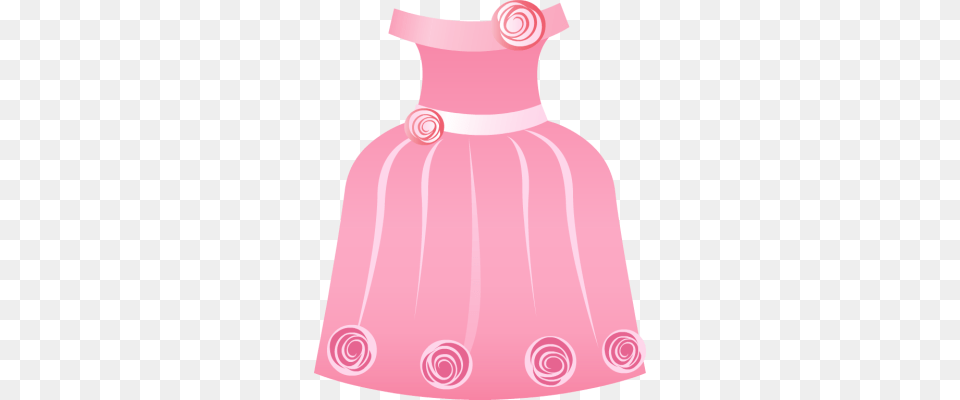 Pink Dress With Roses Pricing Free Tags Dress Usage Pink Dress Clip Art, Clothing, Evening Dress, Fashion, Formal Wear Png Image