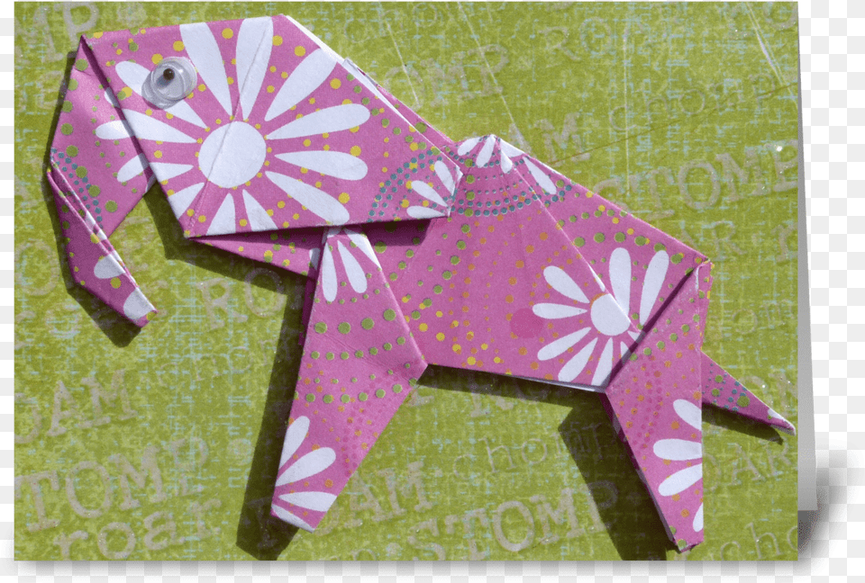 Pink Elephant Greeting Card Origami, Art, Paper Png Image