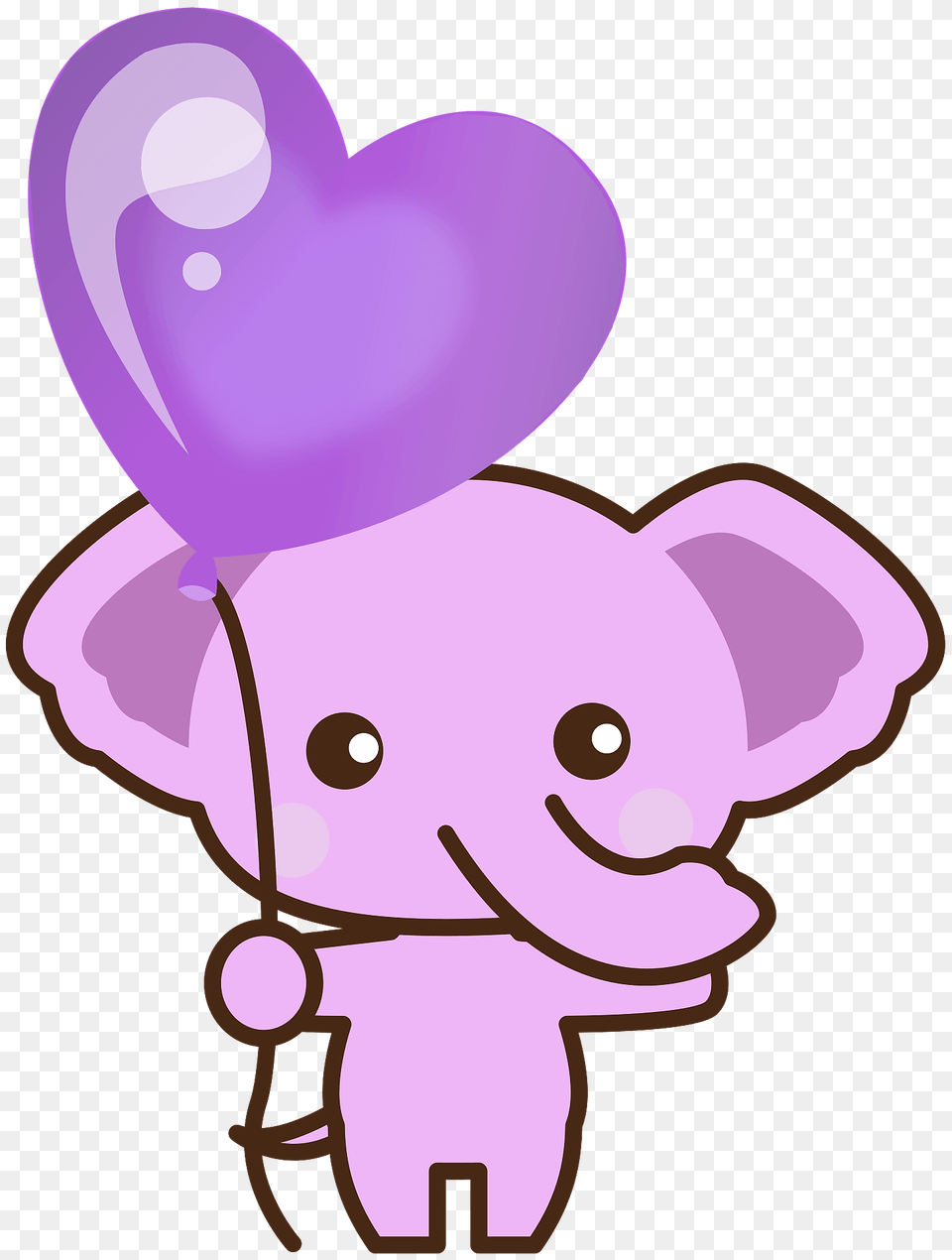 Pink Elephant With Heart Balloon Clipart, Purple, Animal, Fish, Sea Life Free Png