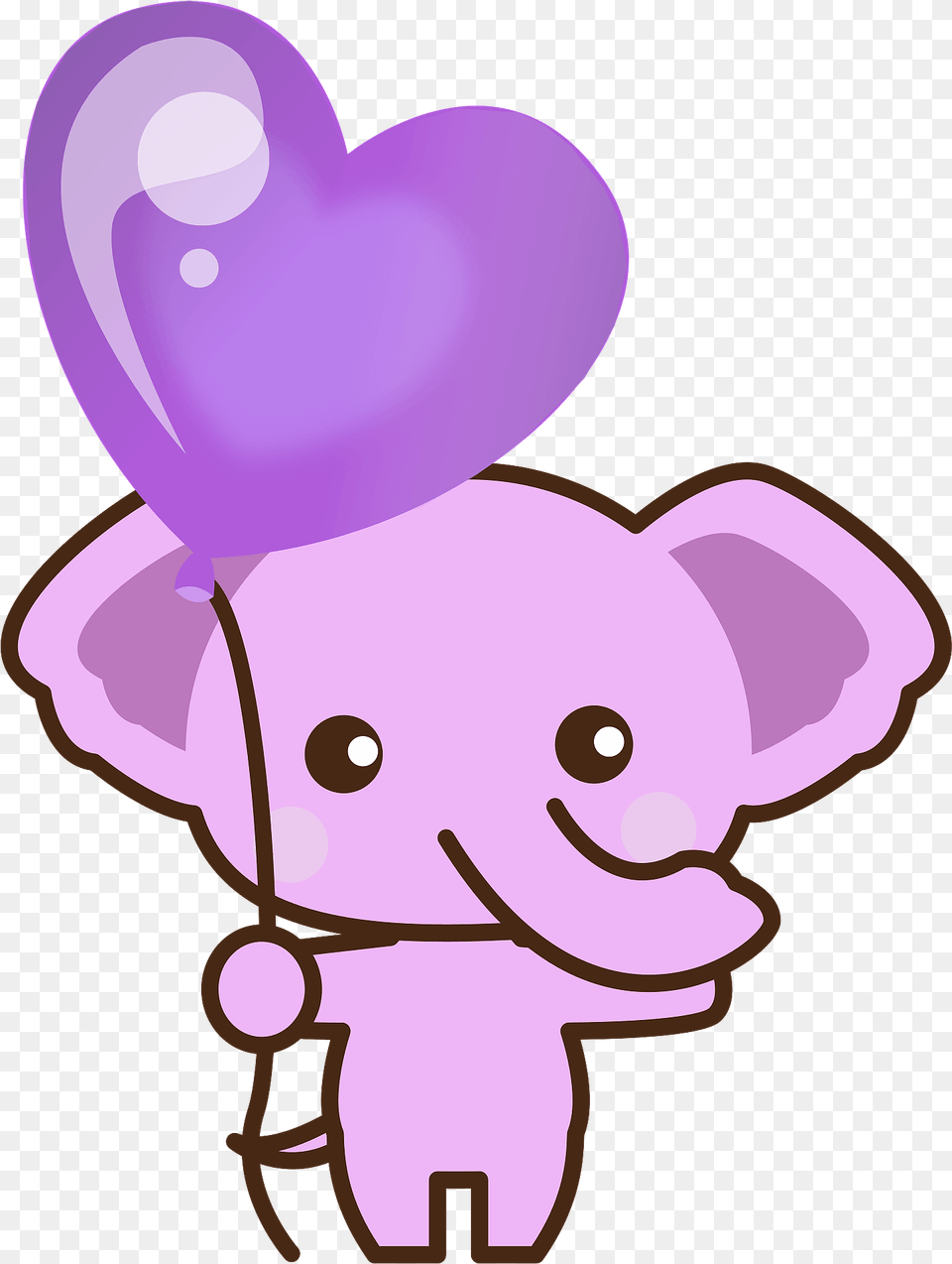 Pink Elephant With Heart Balloon Clipart Download Luftballons Clipart, Purple Png Image