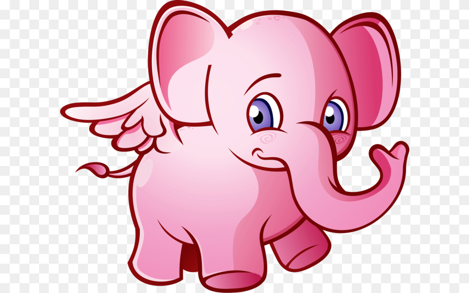 Pink Elephant With Wings, Baby, Person, Animal, Mammal Png Image