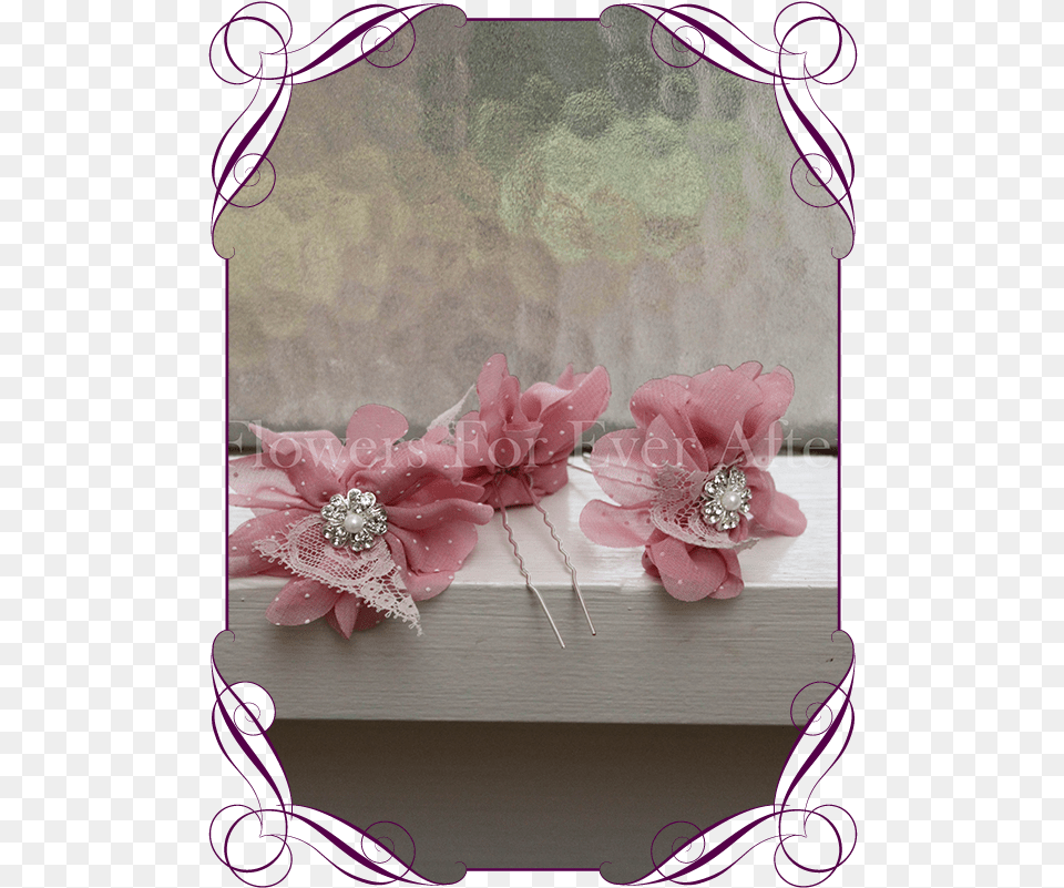 Pink Fabric Flower Lace Pearl And Bling Hair Pins Wedding Centrepieces Silk Flower, Accessories, Jewelry, Dahlia, Plant Free Transparent Png