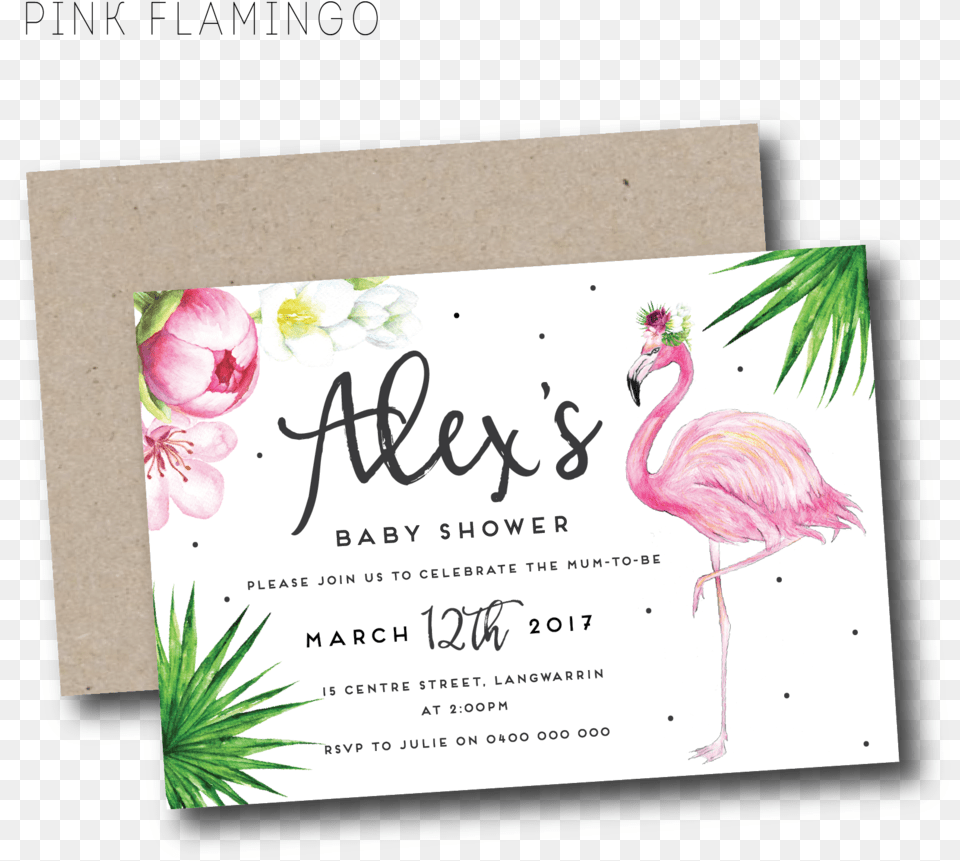 Pink Flamingo Invitation Set, Advertisement, Envelope, Greeting Card, Mail Free Png