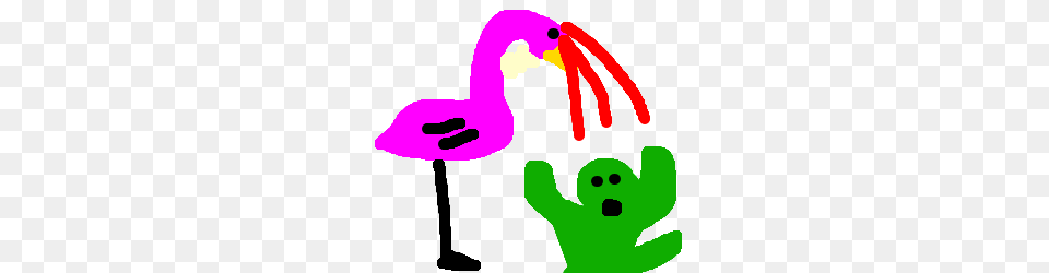 Pink Flamingo Meets Godzilla With Laser Eyes Drawing, Animal, Beak, Bird, Baby Png Image